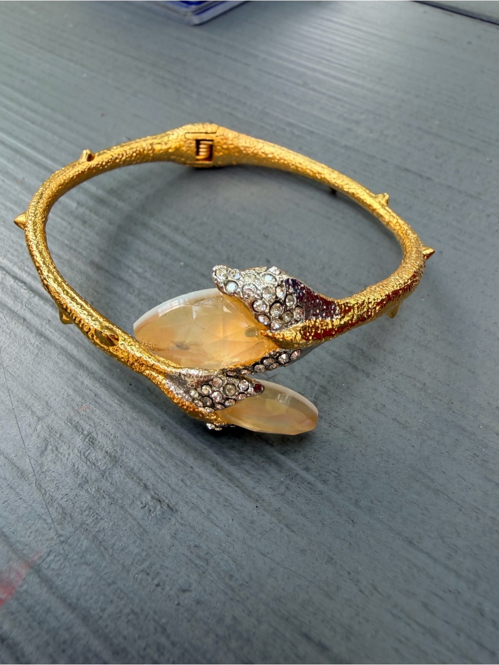 Alexis Bittar Gold-Tone Crystal Cuff with Opalescent Stones